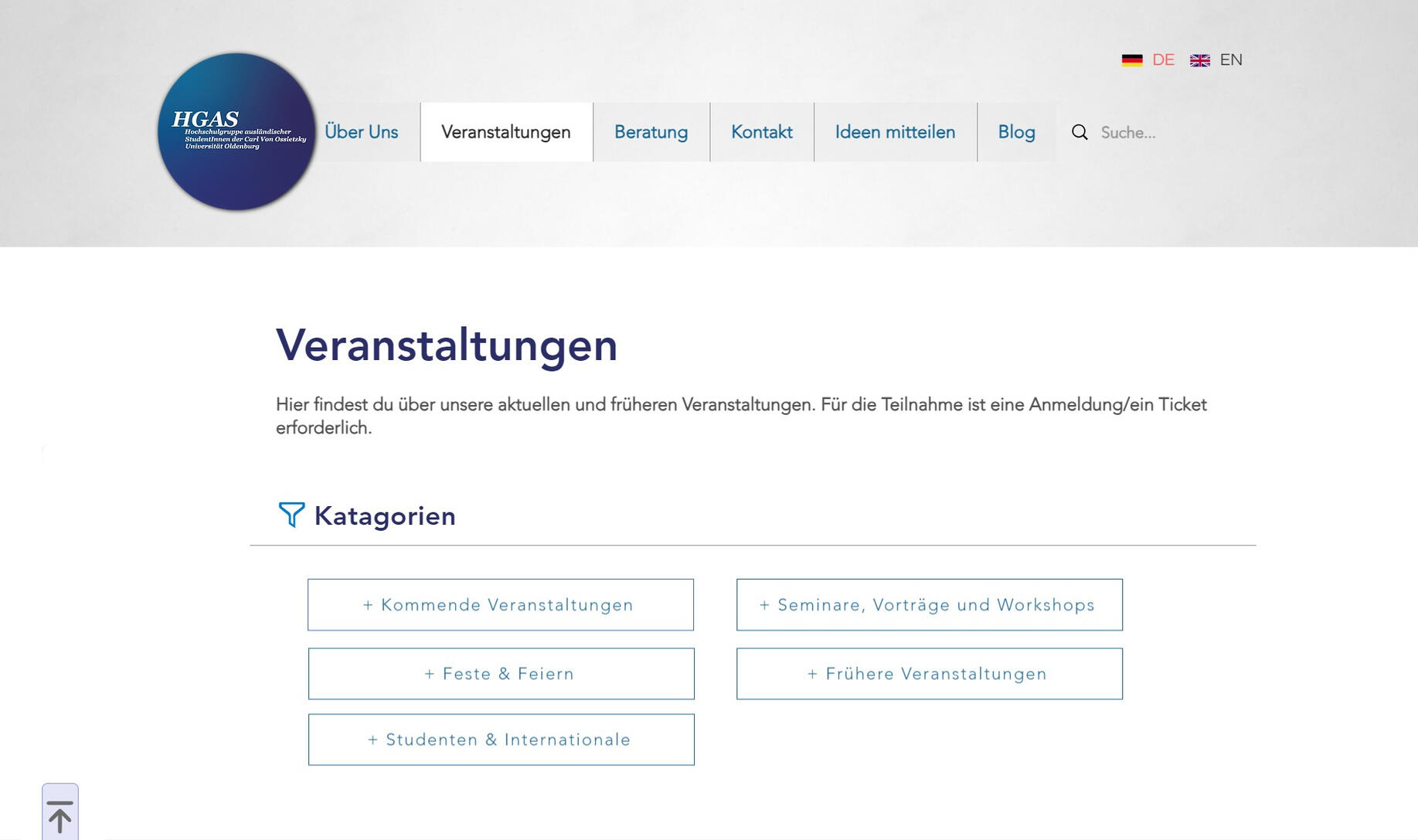 Screen design - Event page